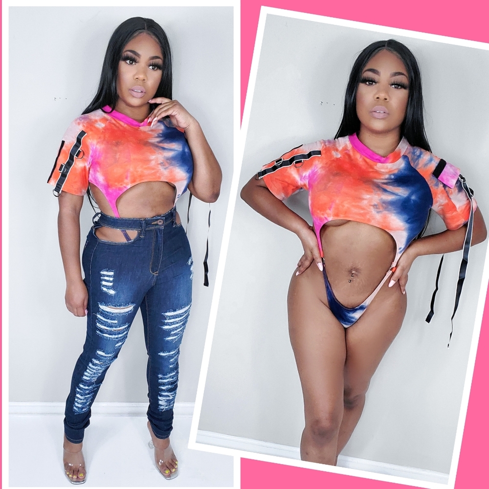 "Hi Tyed" Cut out Bodysuit - Picture 2 of 3